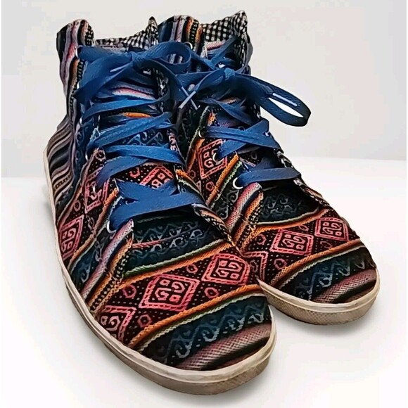 Iskay Multicolor Striped Lace Up Shoes Women’s Size 39 PERU Vegan - Picture 1 of 6